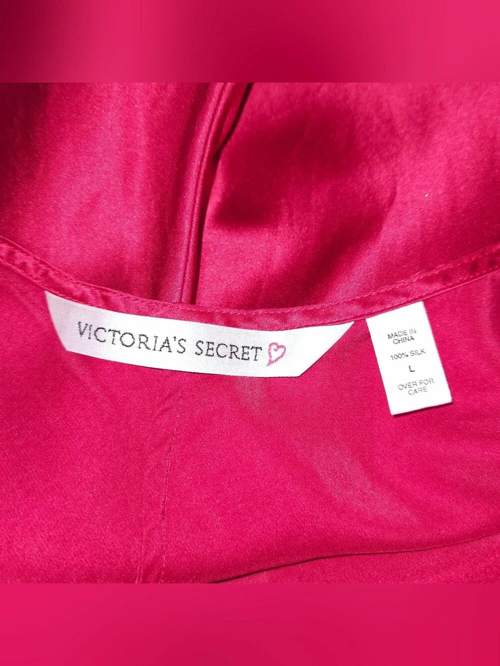 Vintage Victoria's Secret Silk Mini Slip Dress LARGE Red Black Hearts 90s